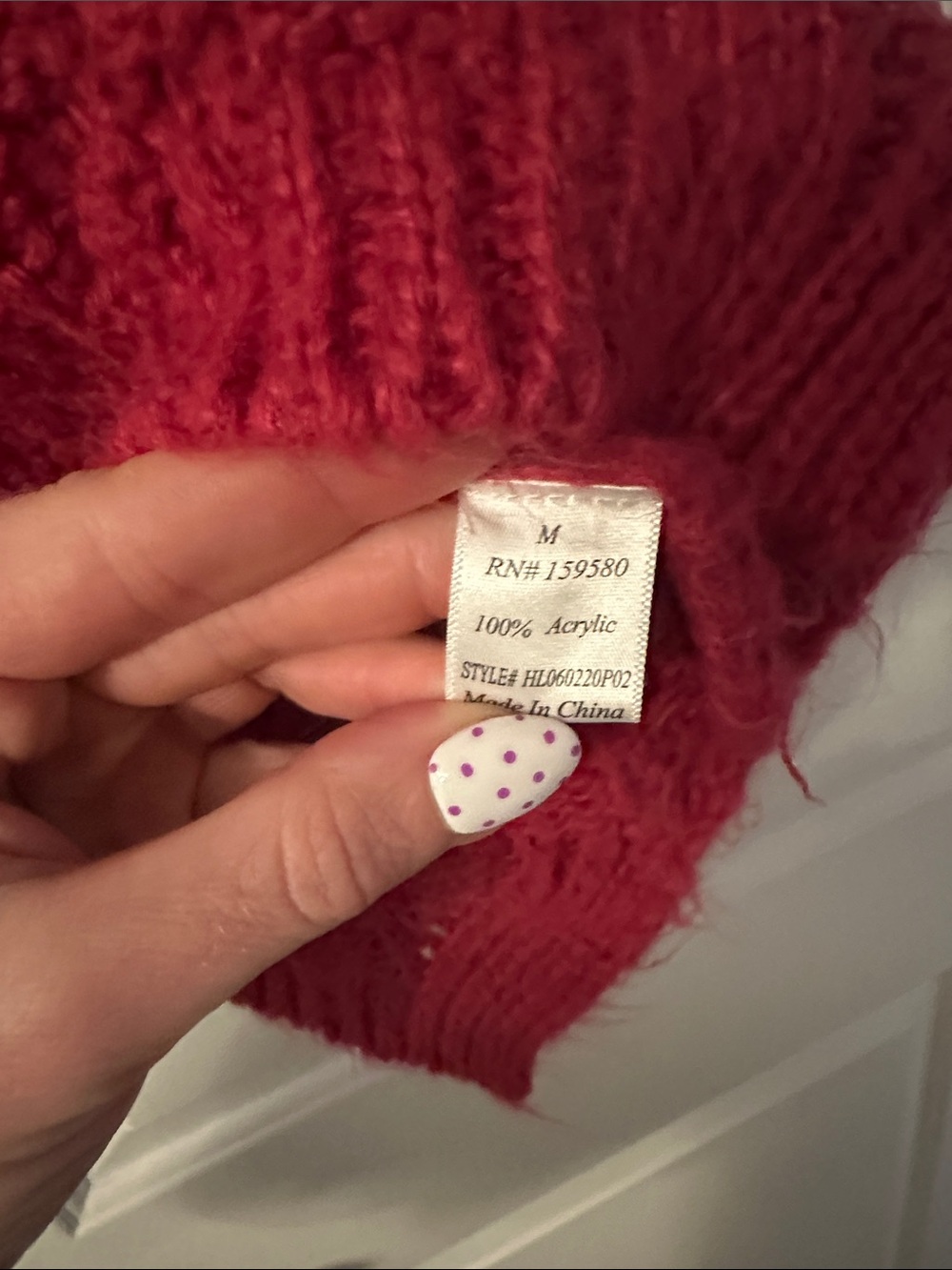 Pink Lily Chunky Cable Knit Sweater - Berry Pink - Picture 5 of 5